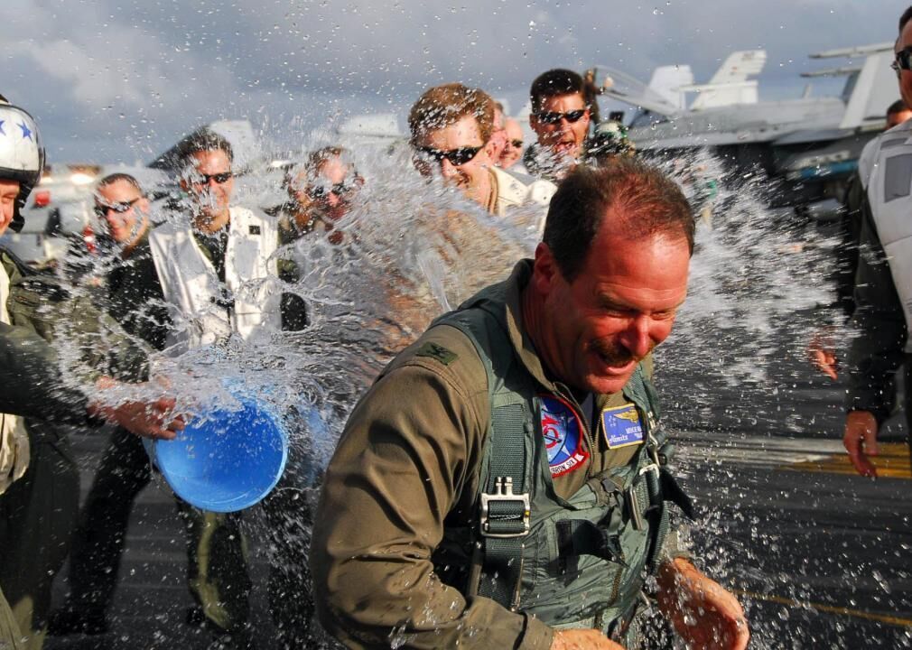 Wetting down the captain
